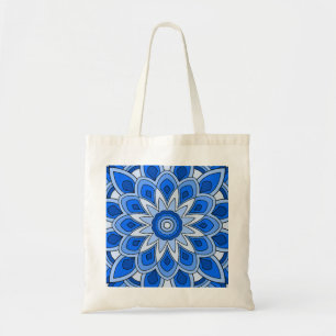 Mandala in blue tote bag