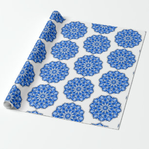 Mandala in blue wrapping paper