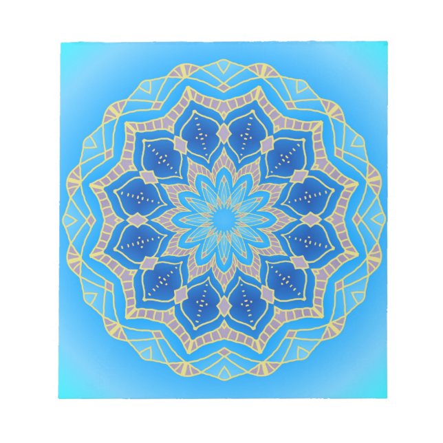 Mandala in electric blue and turquoise notepad (Front)