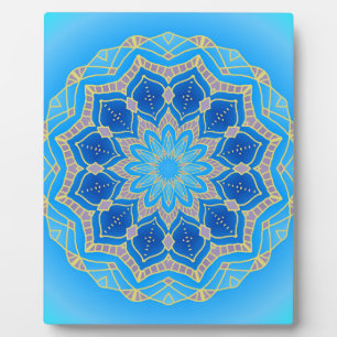 Mandala in electric blue and turquoise plaque