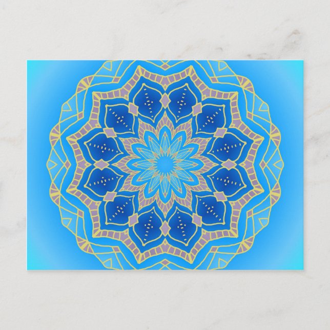 Mandala in electric blue and turquoise postcard (Front)