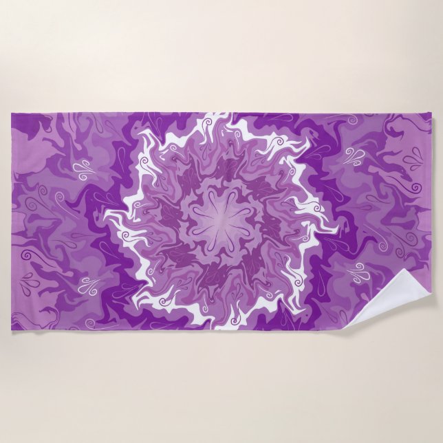 Mandala in multiple purple shades beach towel (Front)