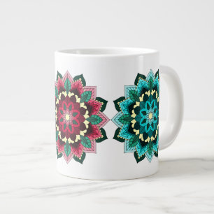 Mandala in pink, purple & aqua large coffee mug