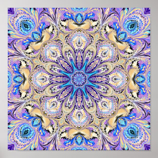 Mandala in Purple, Blue, and Gold Print