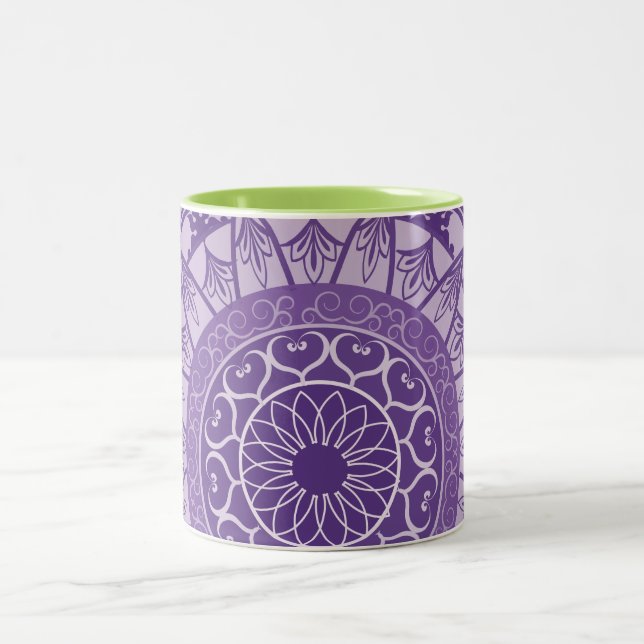 Mandala in Purple Two-Tone Coffee Mug (Center)