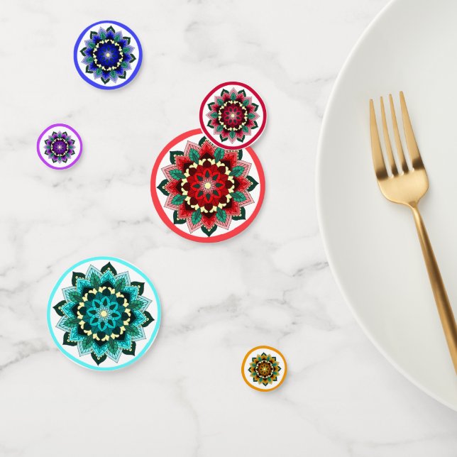 Mandala in various colors confetti (Group)