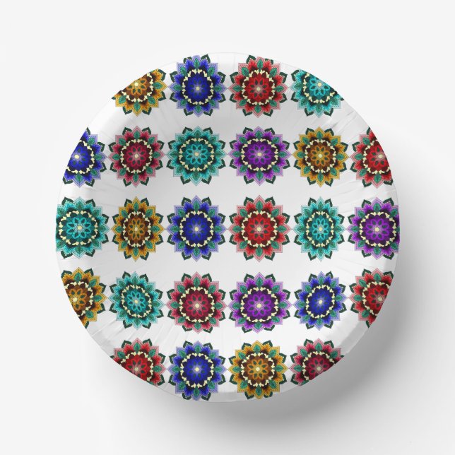 Mandala in various colors paper plate (Front)