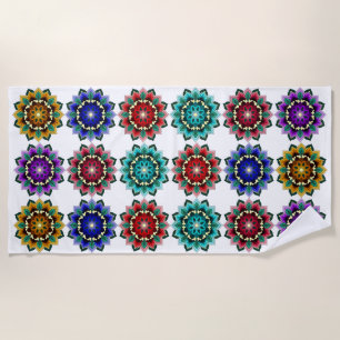 Mandala in various colours beach towel