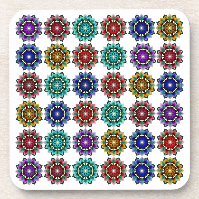 Mandala in various colours coaster (Front)