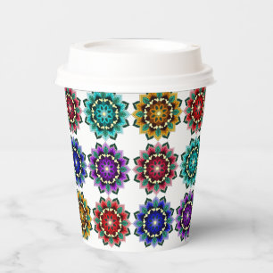 Mandala in various colours paper cups