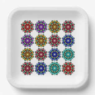 Mandala in various colours paper plate