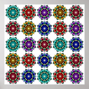 Mandala in various colours poster