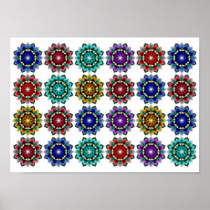 Mandala in various colours poster