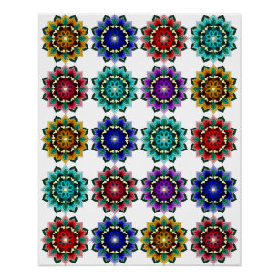 Mandala in various colours poster