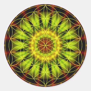 Mandala independence with flower of life by Tutti Classic Round Sticker