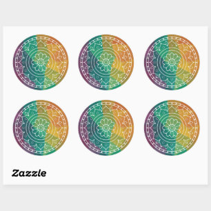 Mandala india flower boho hippie design classic round sticker