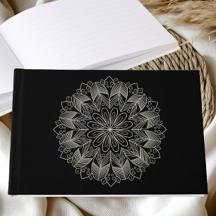 Mandala Indian Boho Chic Elegant Black Wedding Guest Book
