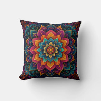 Mandala-inspired floral artwork cushion