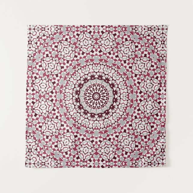 Mandala is burgundy-grey tapestry (Front)