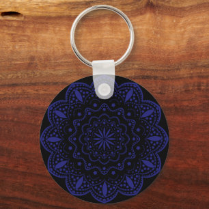 Mandala Keychain Black and Purple