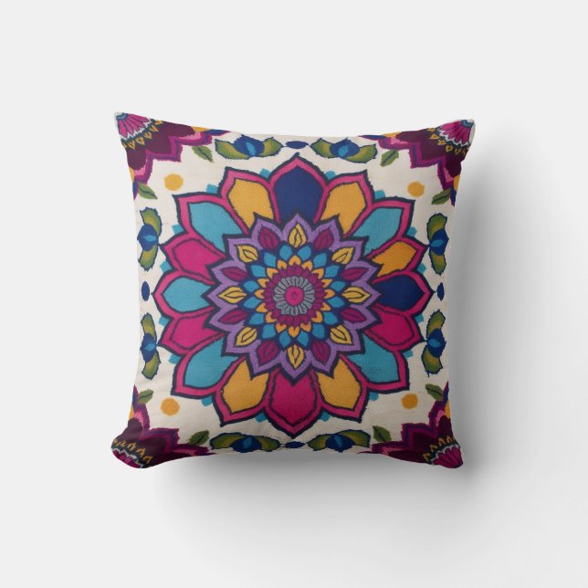 Mandala Kilim Lumbar Pillows: Bohemian Flair  Cushion (Front)