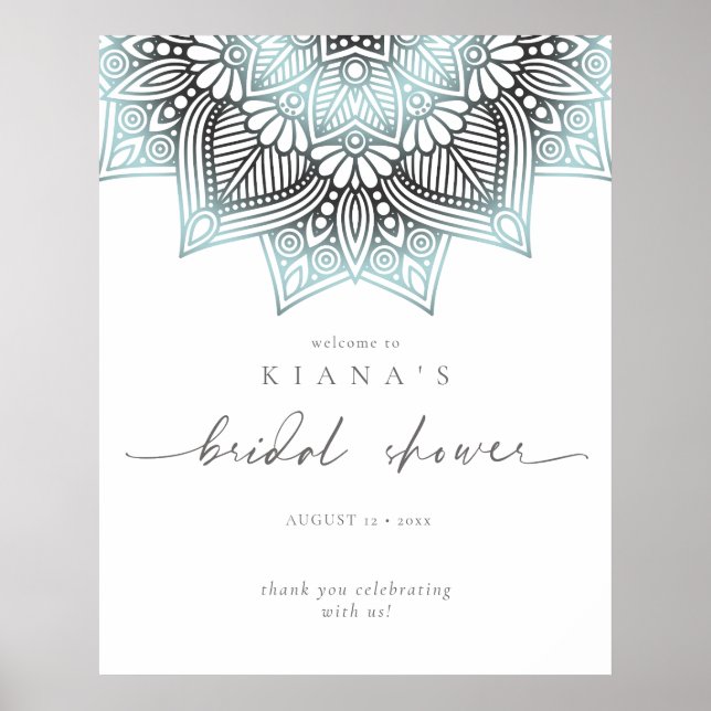 Mandala Lace Bridal Shower Welcome Lt. Blue ID968  Poster (Front)