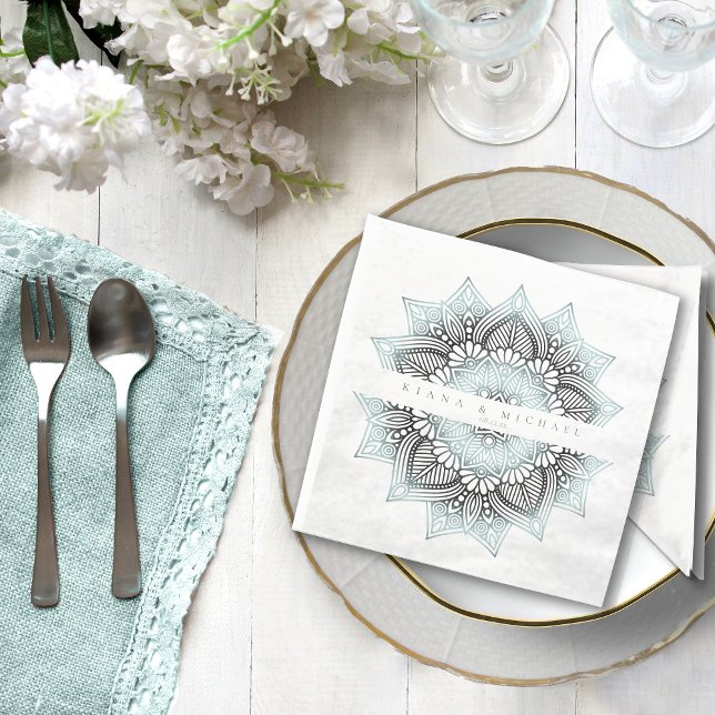 Mandala Lace Wedding Lt. Blue ID968 Napkin (Creator Uploaded)