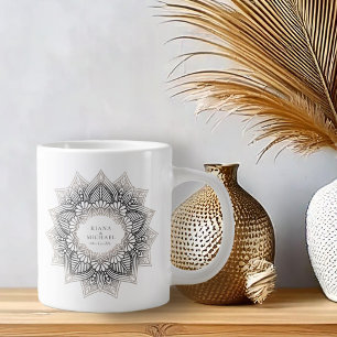 Mandala Lace Wedding Neutrals ID478 Large Coffee Mug