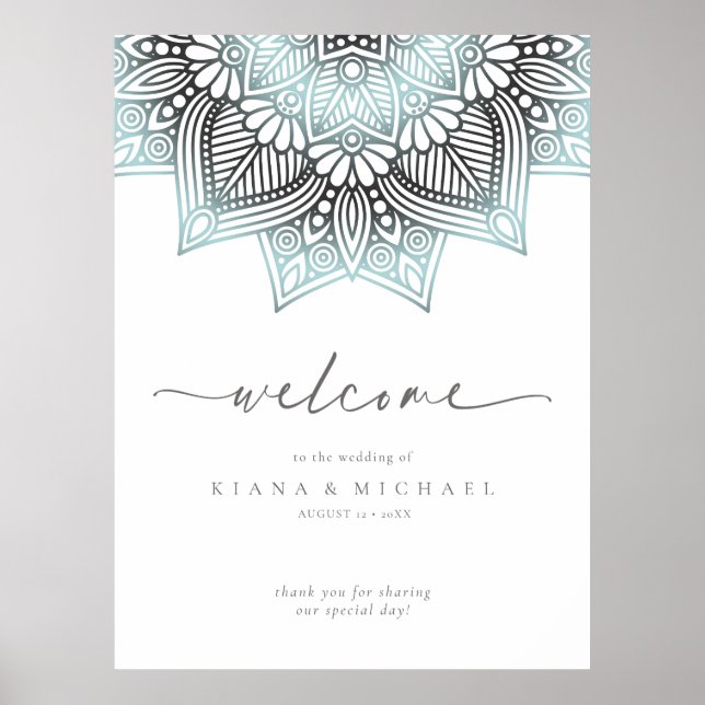 Mandala Lace Wedding Welcome Lt. Blue ID968  Poster (Front)