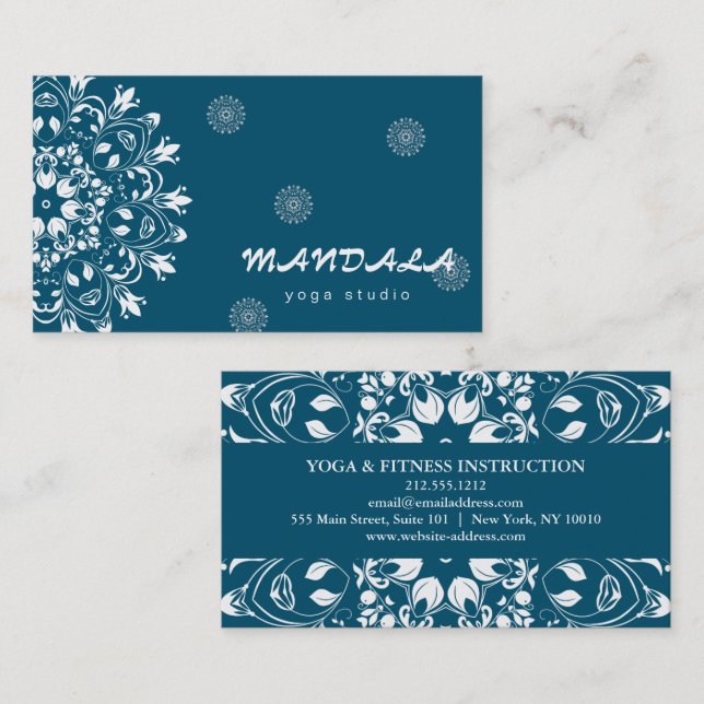 MANDALA LOGO CUSTOMIZED YOGA  INSTRUCTOR BUSINESS  CARD (Front/Back)