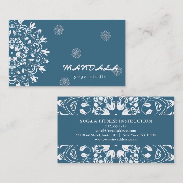 MANDALA LOGO CUSTOMIZED YOGA  INSTRUCTOR BUSINESS  CARD (Front/Back)