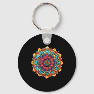 Mandala Lotus Boho Yoga Meditation Key Ring