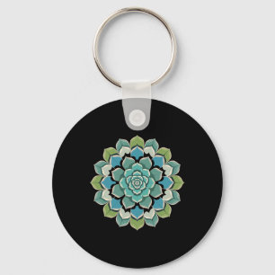 Mandala Lotus Buddha Zen Art Botanical Succulent F Key Ring
