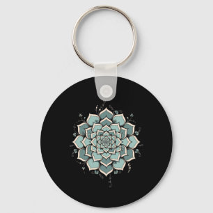 Mandala Lotus Buddha Zen Art Botanical Succulent F Key Ring
