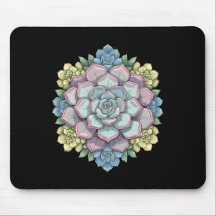 Mandala Lotus Buddha Zen Art Botanical Succulent F Mouse Pad