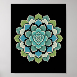Mandala Lotus Buddha Zen Art Botanical Succulent F Poster