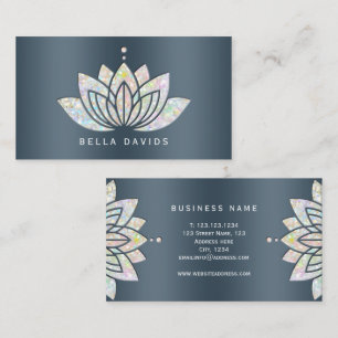 Mandala Lotus Floral Yoga Instructor Blue Teal Business Card