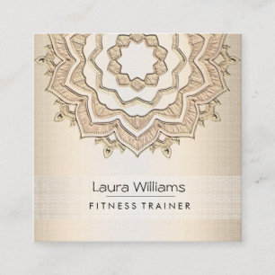 Mandala Lotus Flower Gold Yoga Instructor Fitness Square Business Card