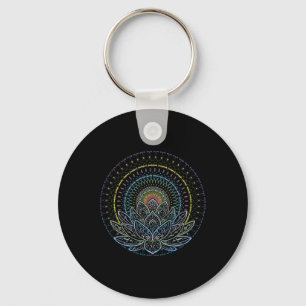 Mandala Lotus Flower Yoga  Key Ring