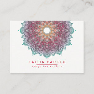 Mandala Lotus Flower Yoga Pink Green Holistic Business Card