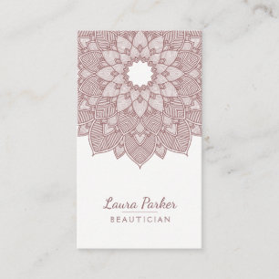 Mandala Lotus Flower Yoga Wellness Meditation Pink Business Card