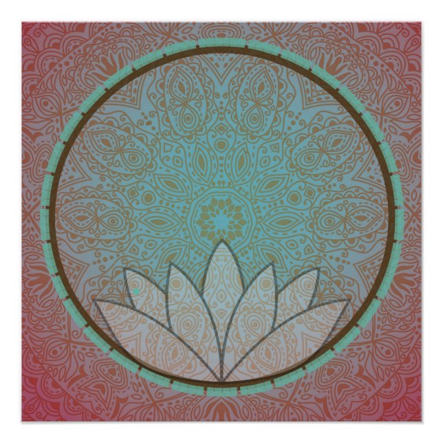 Mandala Lotus Meditation Circle Poster (Front)