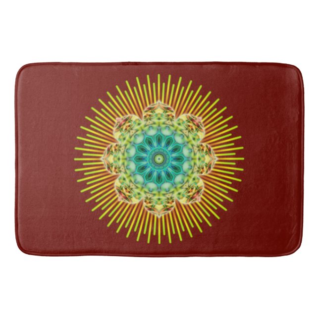 Mandala Lotus yellow green + your backgr. & ideas Bath Mat (Front)