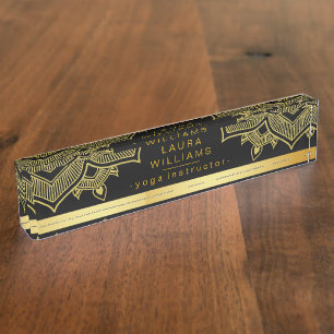 Mandala Lotus Yoga Holistic Gold Classic Nameplate