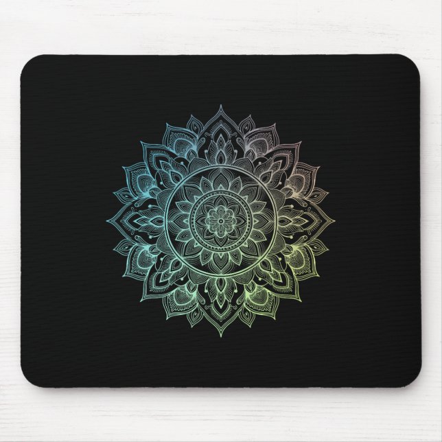 Mandala Lotus Zen Art Boho Buddha Botanical Succul Mouse Pad (Front)