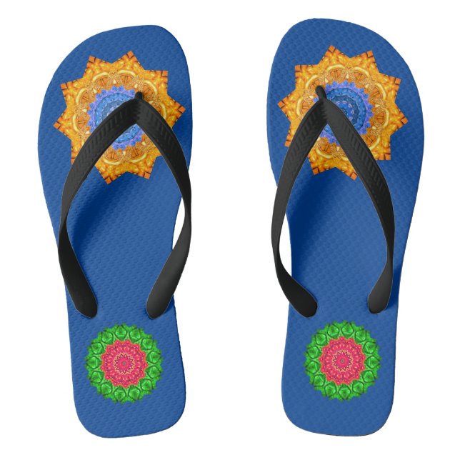 Mandala Magic Chakra Enhancing Blue Sea Jandals (Footbed)