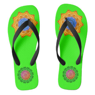 Mandala Magic Chakra Enhancing Bright Green Jandals