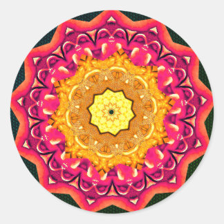 Mandala Magic Pomegranate Gold Classic Round Sticker