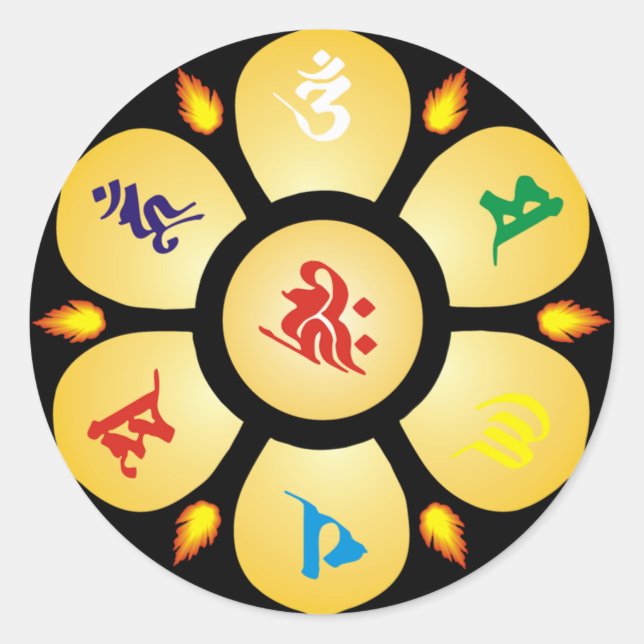 Mandala Mantra of Goddess Buddhist Sanskrit Classic Round Sticker (Front)
