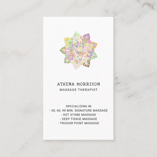 Mandala Massage Therapist business card (Front)